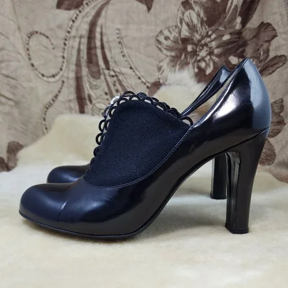 Emporio Armani - vintage -  black leather pumps / booties - xedf56 - Picture 6 of 10